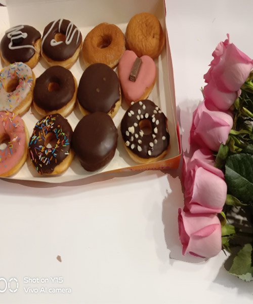 Dunkin Donuts With Pink Flower